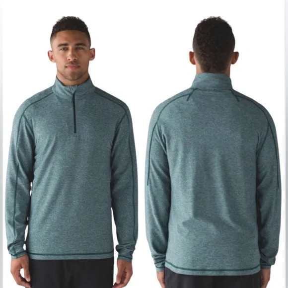Lululemon Men’s Surge Warm Half Zip Sweater Green - Picture 2 of 6